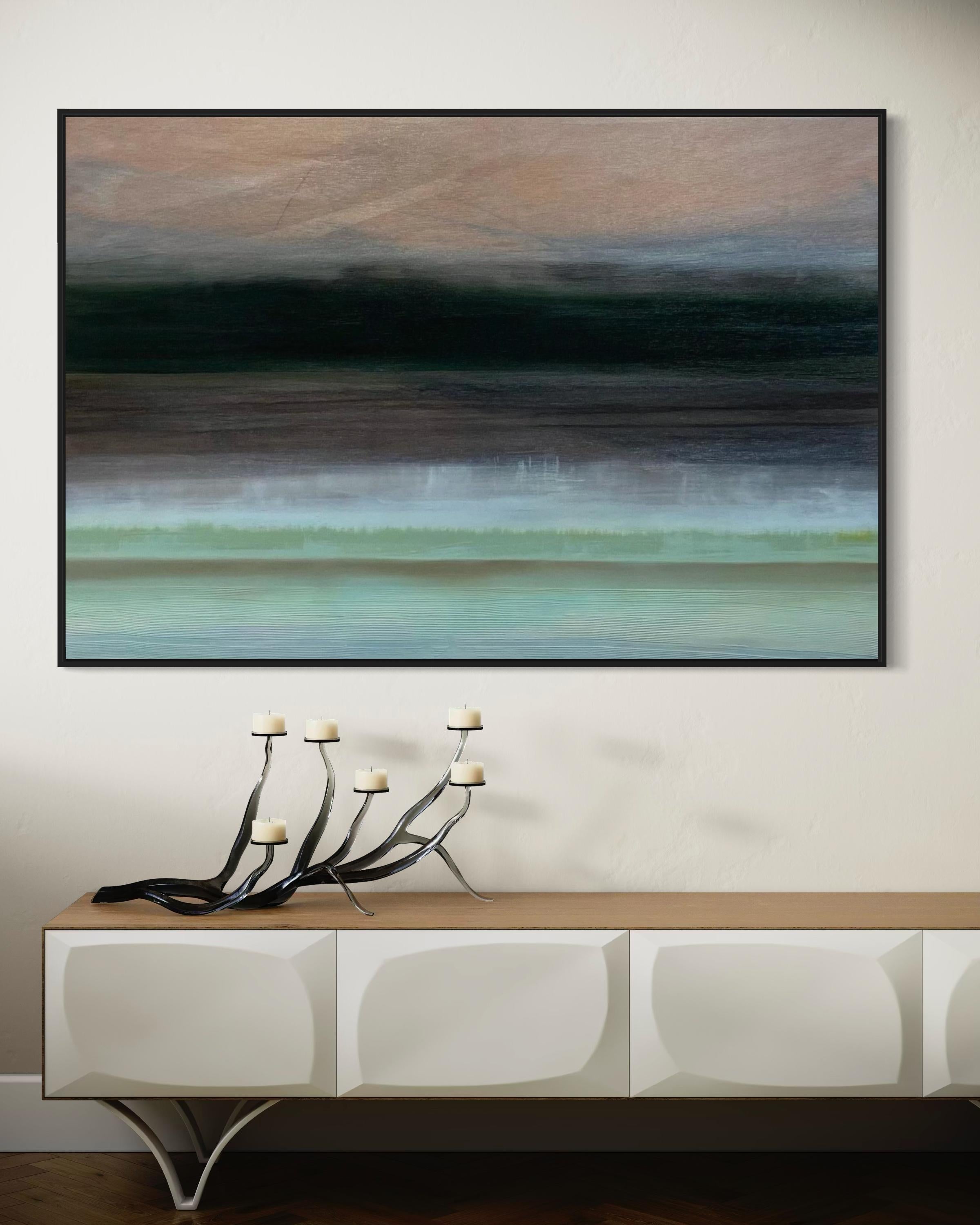 „Schirm und Brise“ von Katheryn Holt – abstrakte Kunst in Grün, Schwarz und Erdtönen im Angebot 8