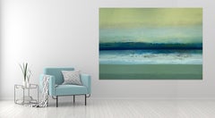 blue ocean Large  Seascape Mixed Media Contemporary Original Abstract