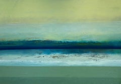 blue ocean Large  Seascape Mixed Media Contemporary Original Abstract  