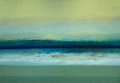 blauer Ozean Groß Meereslandschaft Mixed Media Zeitgenössisches Original Abstrakt