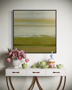 "Sunrise" - Textured Layered Contemporary Abstract in a Muted Green Palette