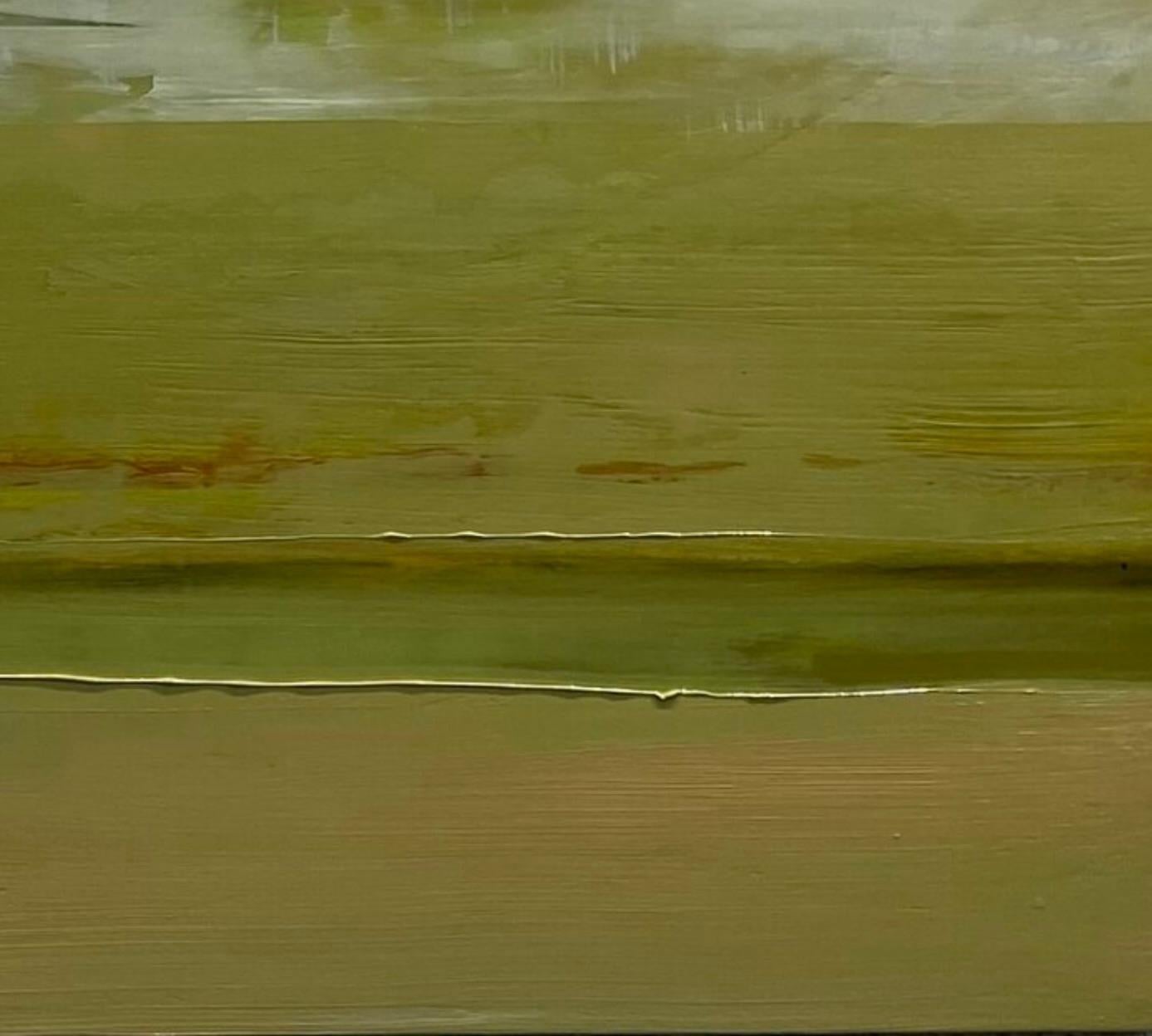 Sunrise' par Katheryn Holt - Peinture abstraite contemporaine verte et grise en vente 2
