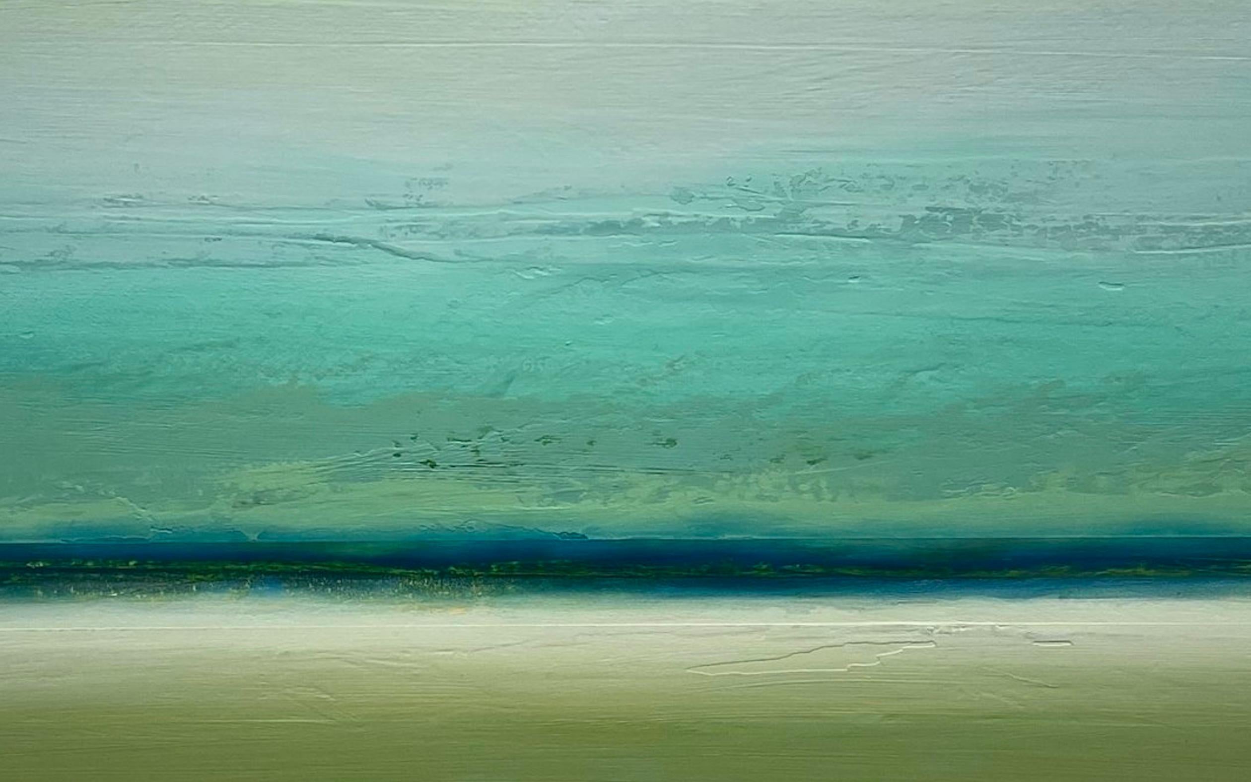 'Tropic' Abstract Large Contemporary Seascape Mixed Media on Board  - Painting by Katheryn Holt