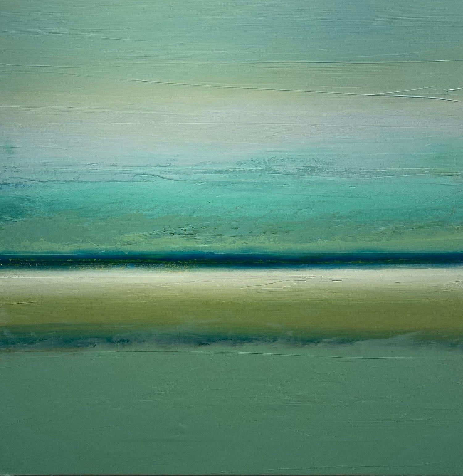 Katheryn Holt Landscape Painting - 'Tropic' Abstract Large Contemporary Seascape Mixed Media on Board 