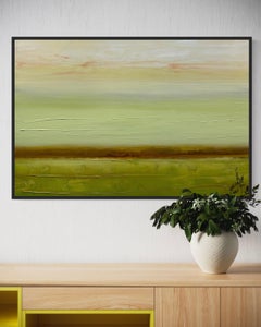 "Wallflower" - Modern Color-Field Mixed Media Abstract in Green and Earth Tones