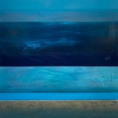 'Deep Blue Beach' Contemporary Abstract Seascape Ocean Mixed Media 