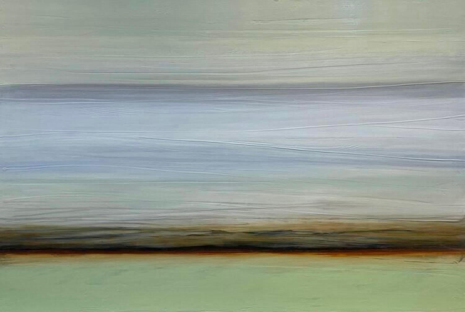 "Westerly" di Katheryn Holt - Campo di colore astratto dai toni tenui della terra e del verde