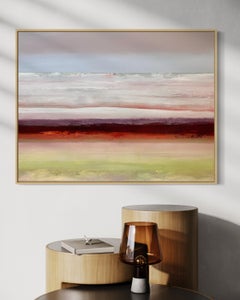"Summer Rain" - White, Green, and Maroon Textured Contemporary Abstract Artwork