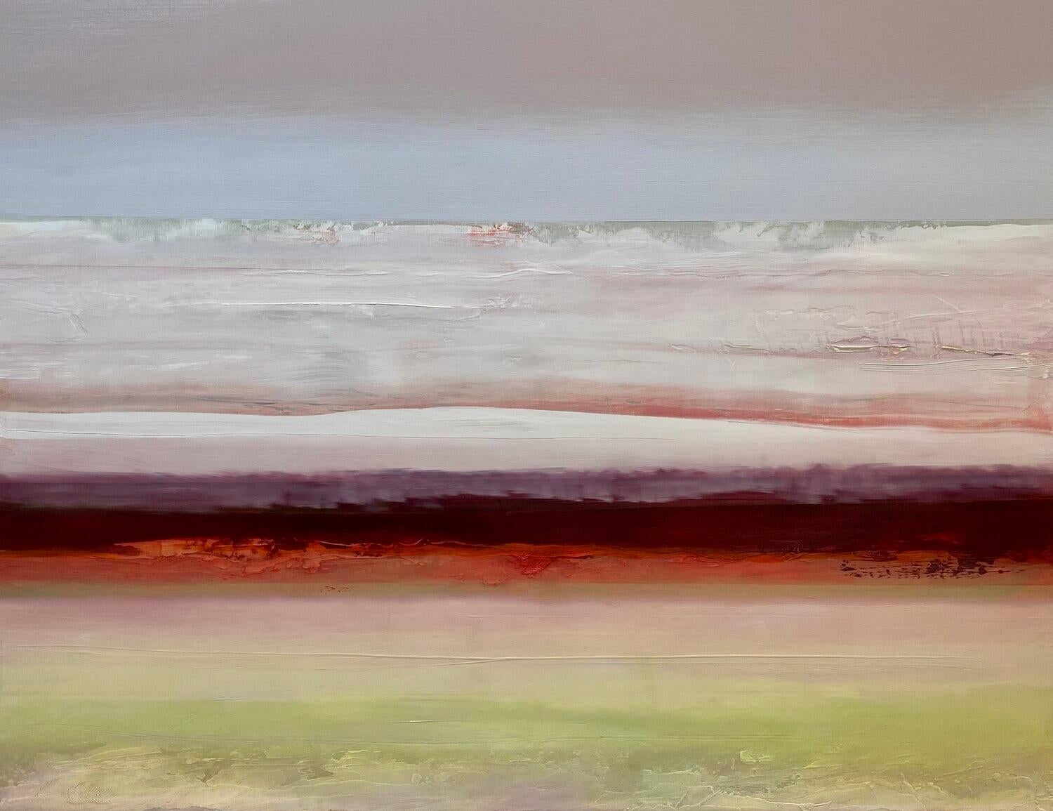 "Pioggia d'estate" di Katheryn Holt - Campo di colore bianco, verde e marrone astratto