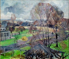 "Fall at Barrington, Illinois" 1938 Oil on Canvas Landscape Painting