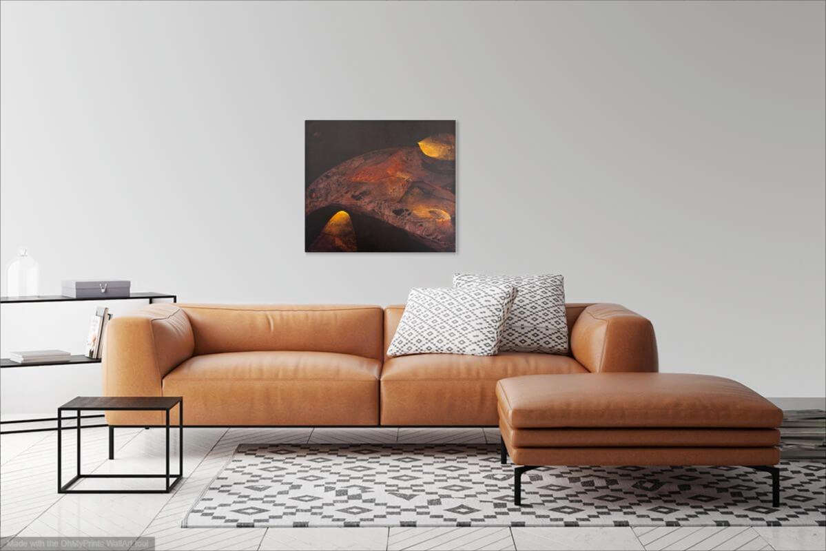 Le Dernier Continent du Temps - Peinture abstraite orange sépia - Painting de Kathleen Cammarata