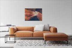 "Moonglow" - Horizontal abstract painting in warm autumn colors.