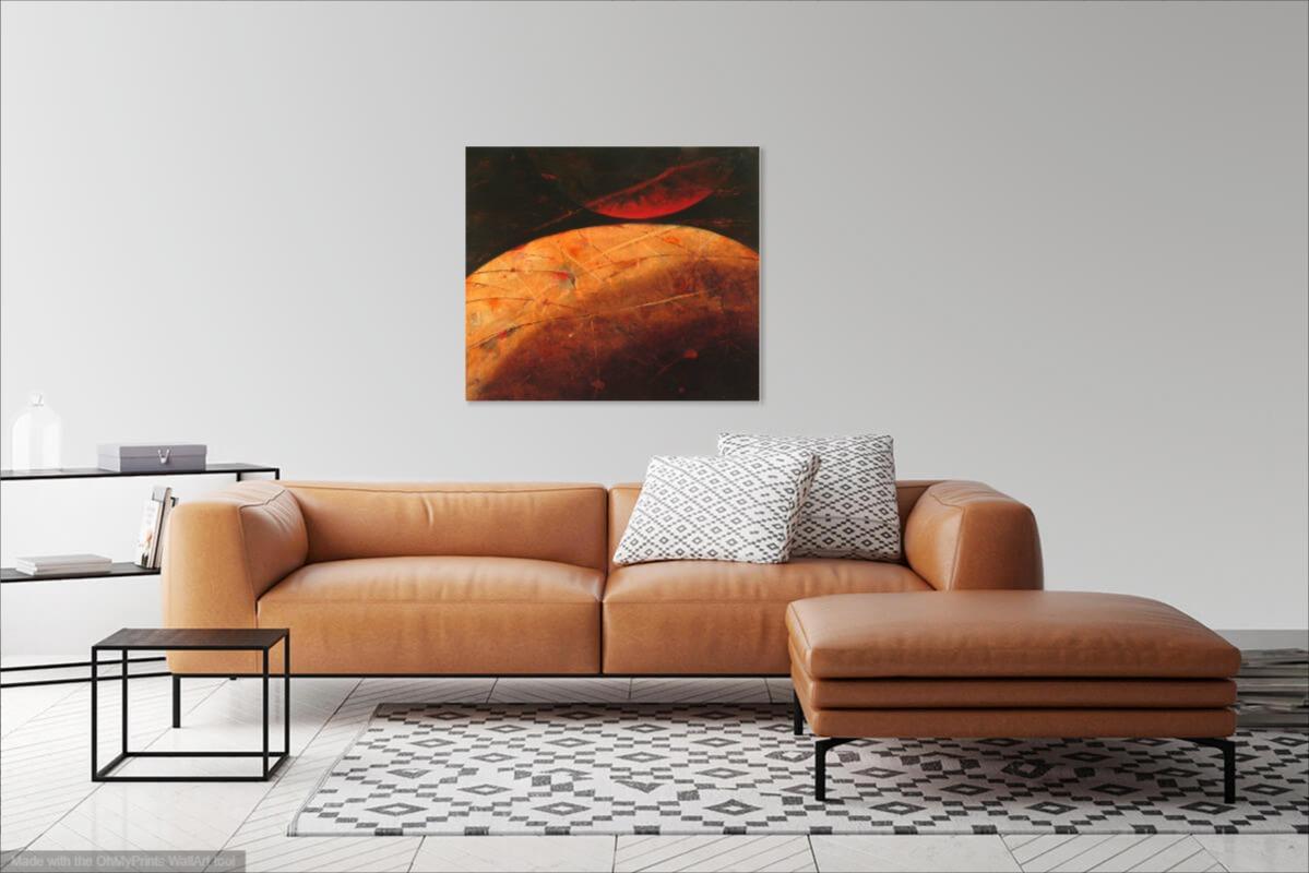 Peinture abstraite « Surface Dwellers- Planet Shapes » (Abat-jour en forme de planète) - Painting de Kathleen Cammarata
