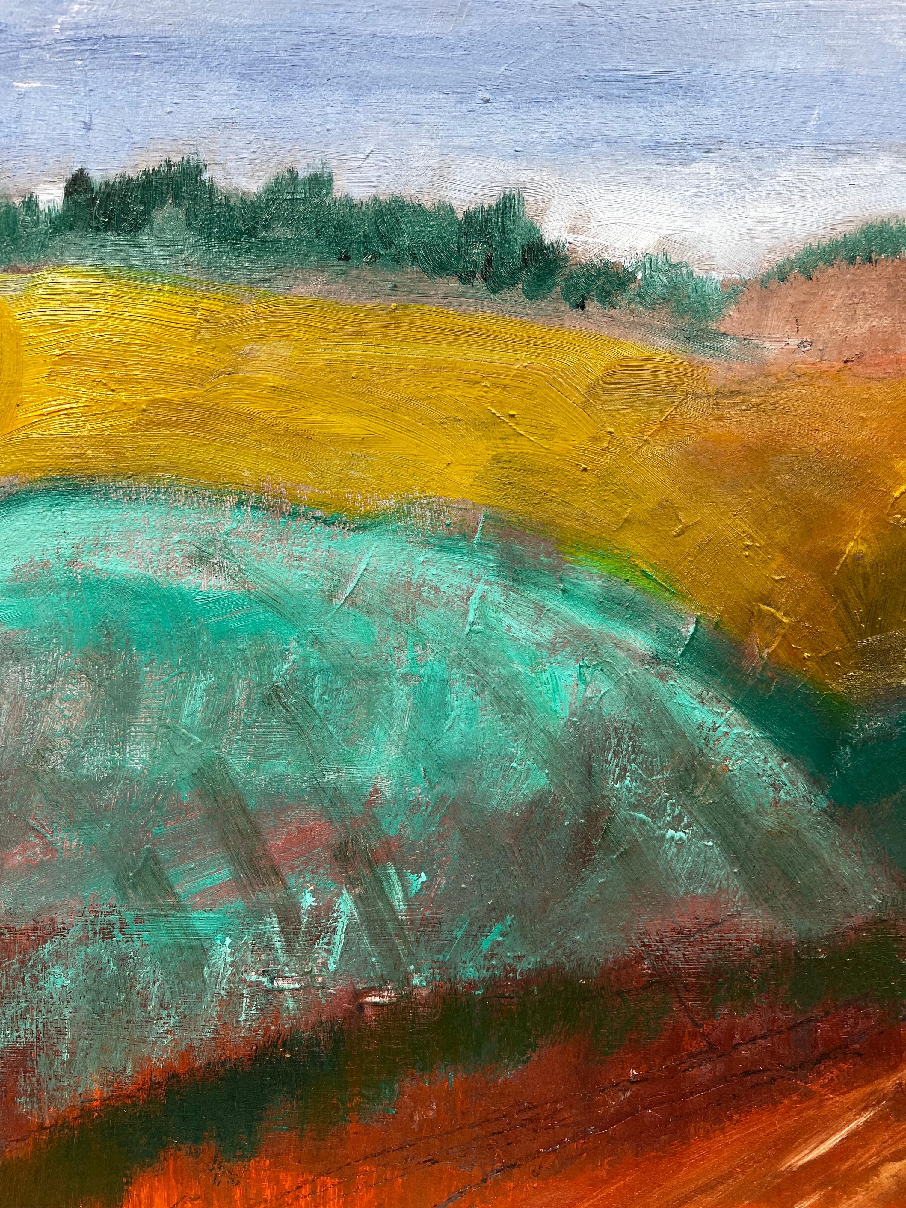 Paysage abstrait foncé d'automne, peinture originale signée - Victorien Painting par Kathleen Crow