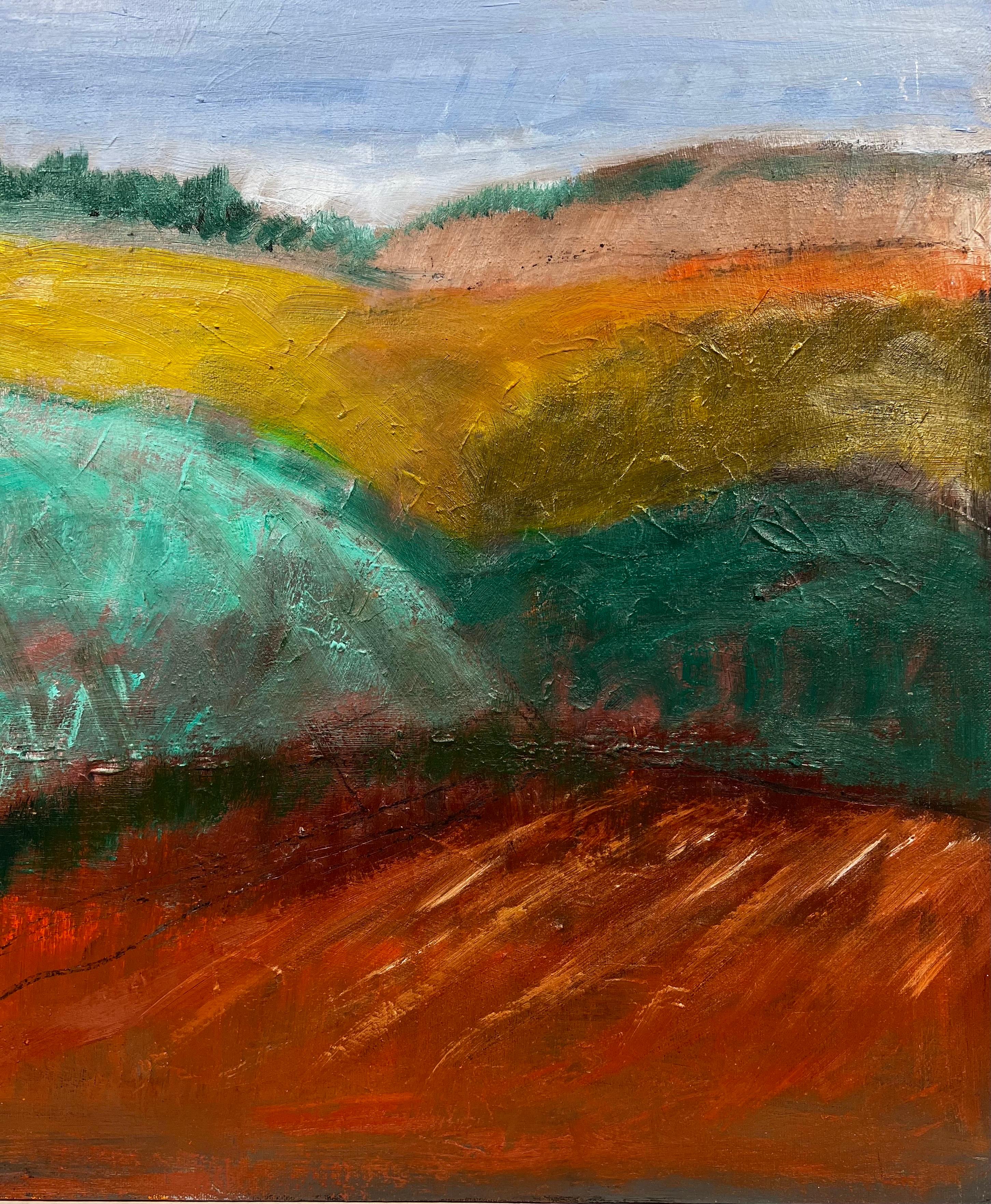 Artiste/École : Kathleen Crow (britannique, contemporaine), signé avec un monogramme

Titre : Paysage automnal

Support : huile sur toile, non encadré 

Toile : 18.5 x 19 pouces

Provenance : collection privée, Angleterre.