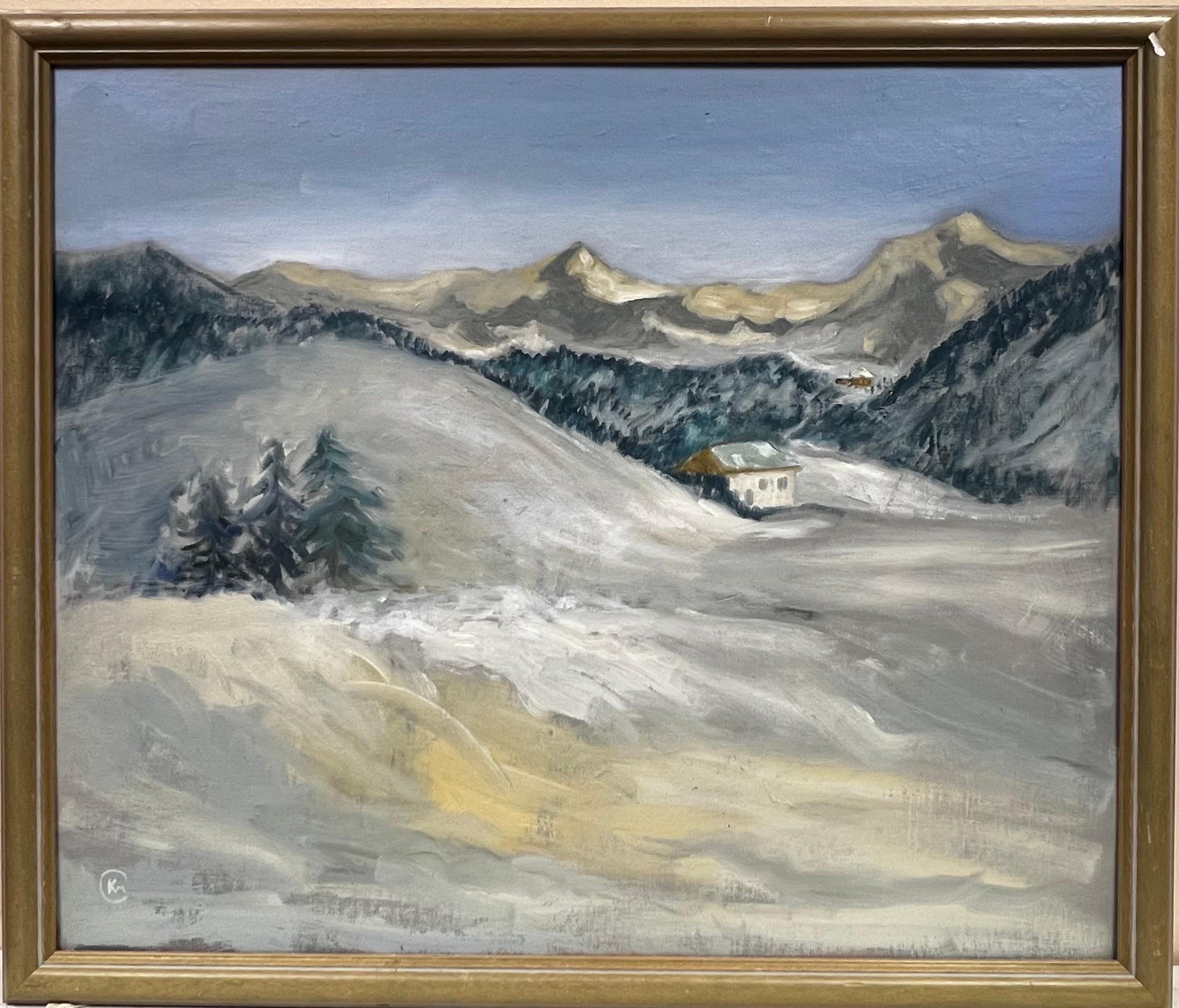 Dolomite Mountains Italy, signed original painting - Painting by Kathleen Crow