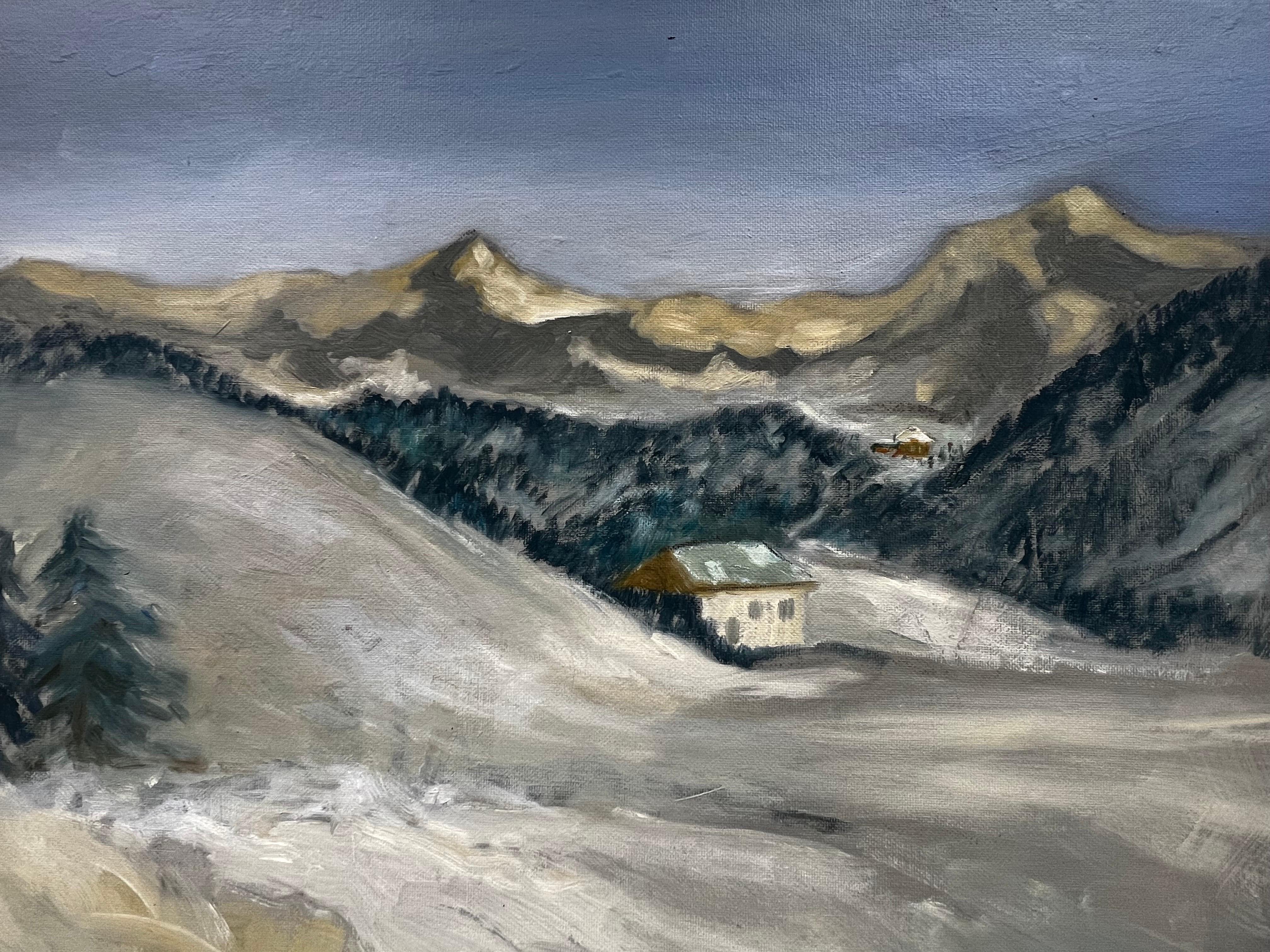 Italie Montagnes Dolomites, peinture originale signée - Impressionnisme Painting par Kathleen Crow