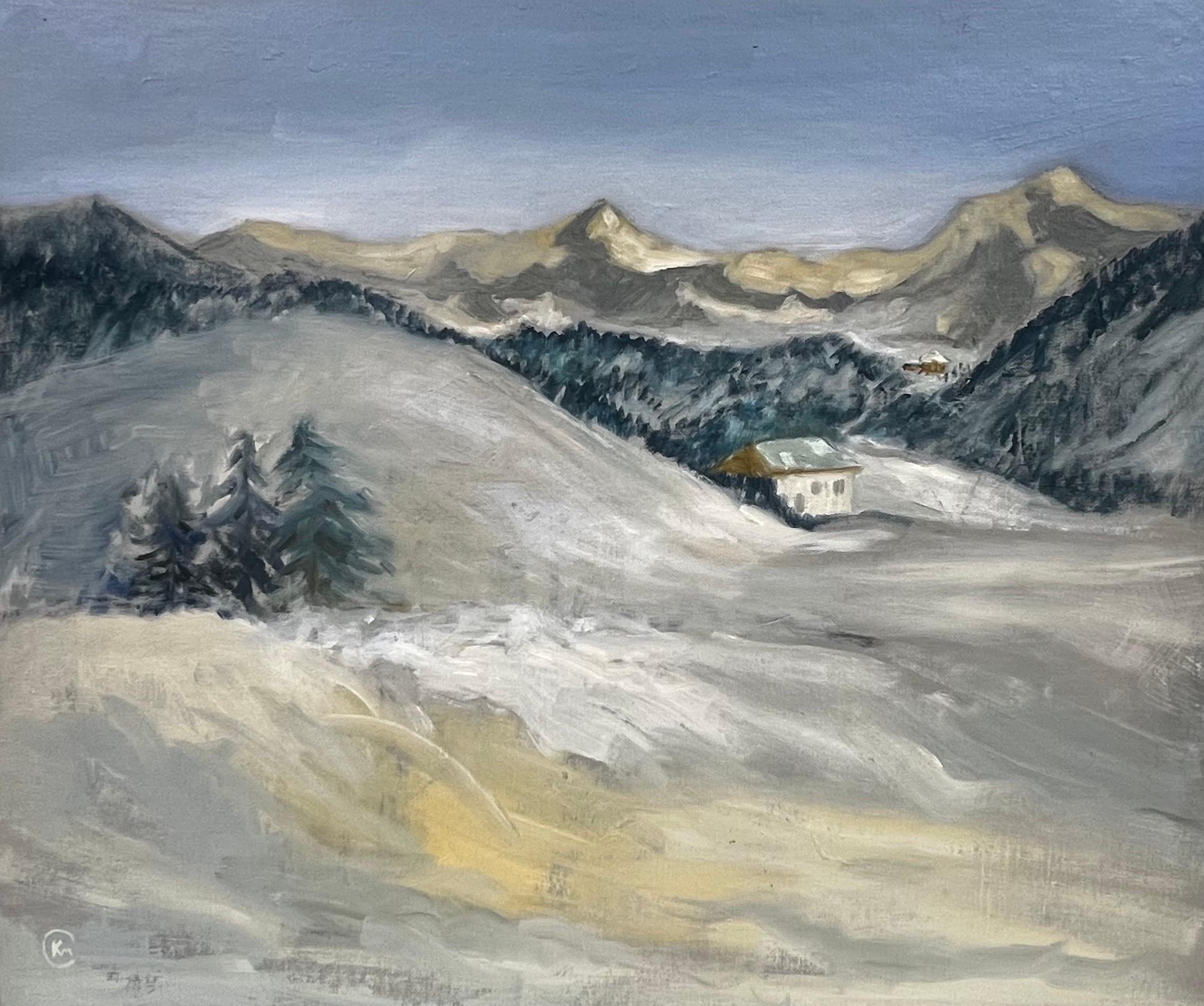 Landscape Painting Kathleen Crow - Italie Montagnes Dolomites, peinture originale signée