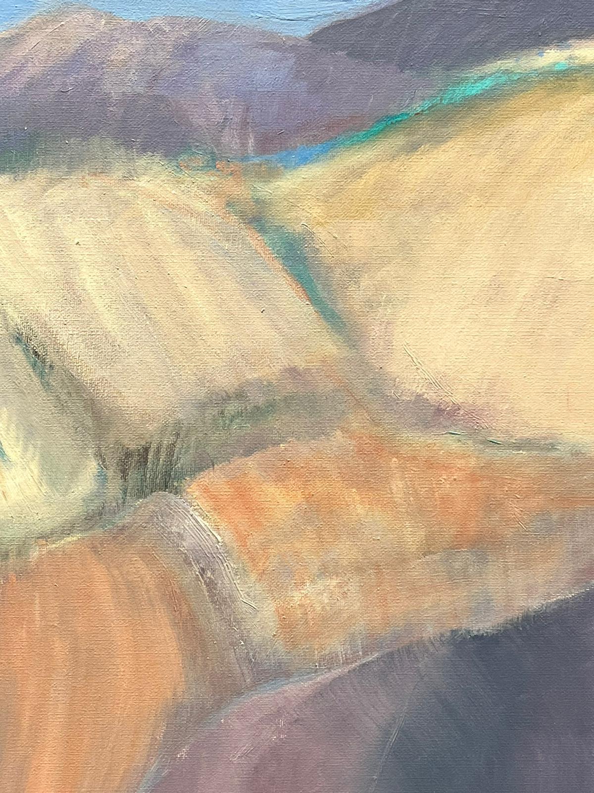 Grand paysage britannique contemporain à l'huile signé dans des tons violet ocre et sourds - Impressionnisme Painting par Kathleen Crow