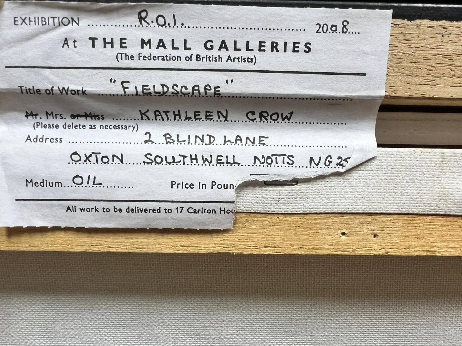 Grand paysage britannique contemporain à l'huile signé dans des tons violet ocre et sourds 2