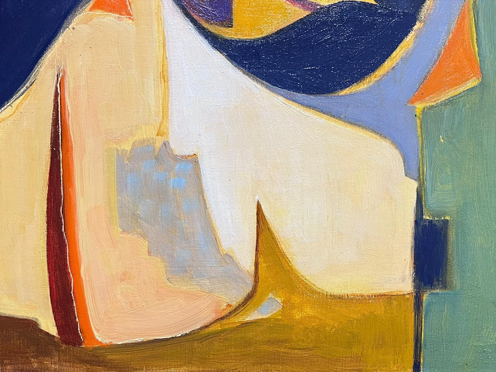 Modern British Cubist Oil Painting Natura morta Composizione Grande Originale Firmato in vendita 1