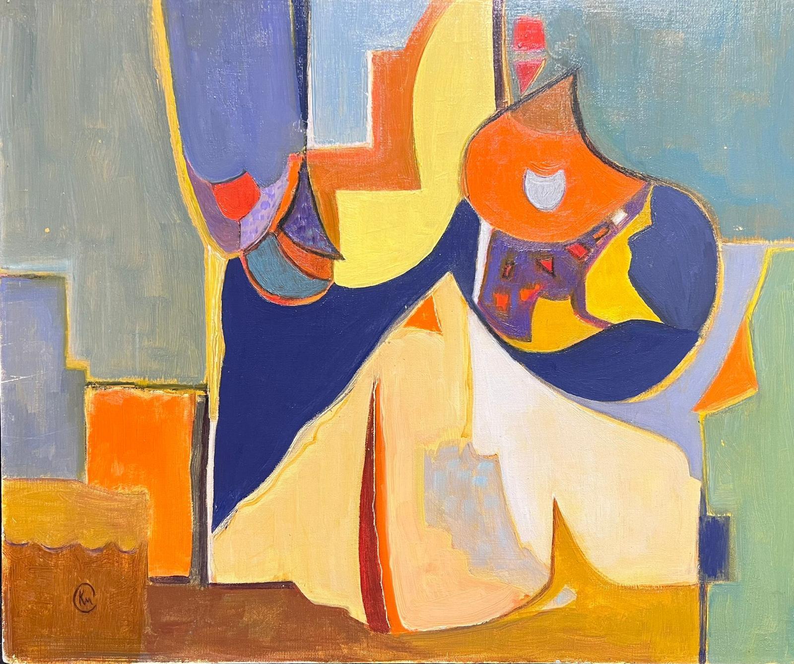 Abstract Painting Kathleen Crow - The Moderns British Cubist Oil Painting Still Life Composition Large Original Signed