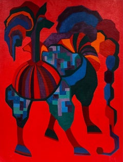 Poodle Tails - Bright Colorful British Abstract Painting Poodle Dogs