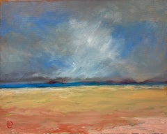 Windswept Beach Scene Blustery Skies Contemporary Modern British Painting