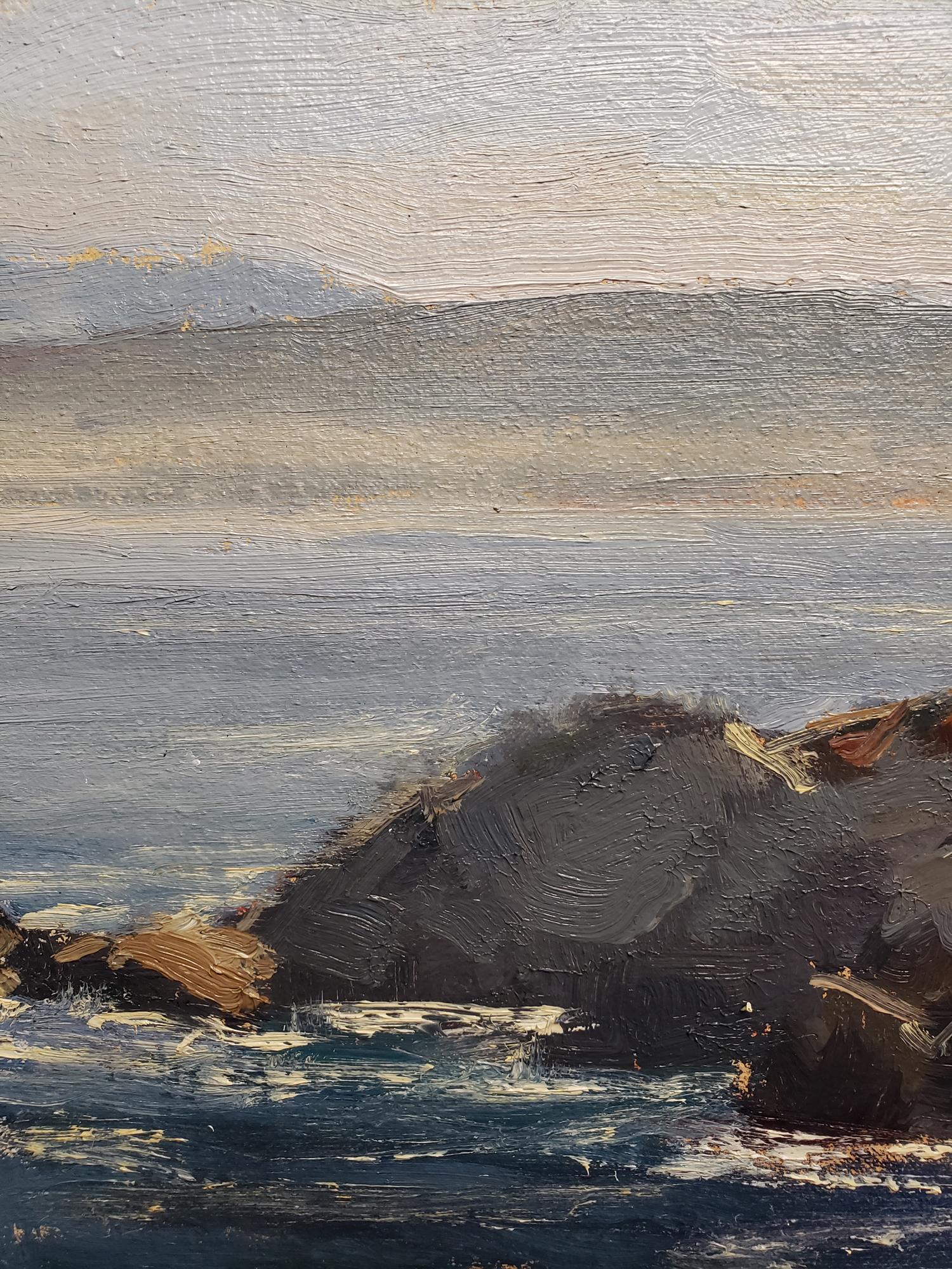 A Perfect Morning in Pacific Grove - Black Landscape Painting by Kathleen Dunphy
