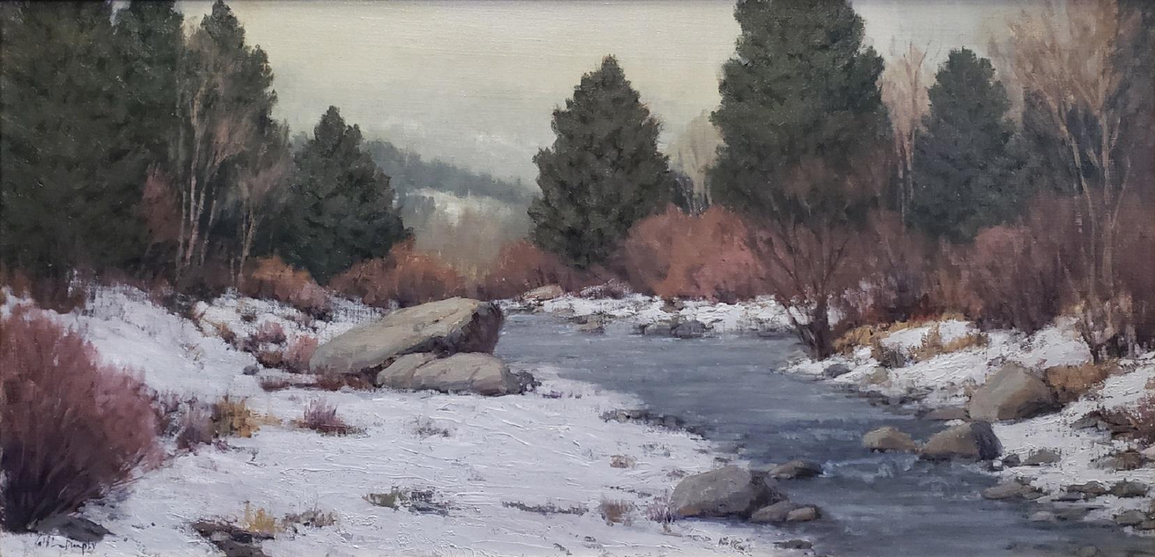Winter Begins; Truckee River - Painting by Kathleen Dunphy