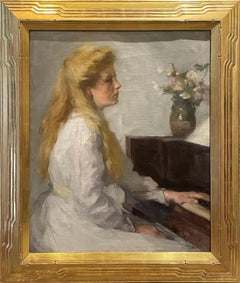 "Lady at Piano, " Kathleen Figgis, Figurative Woman Playing Instrument
