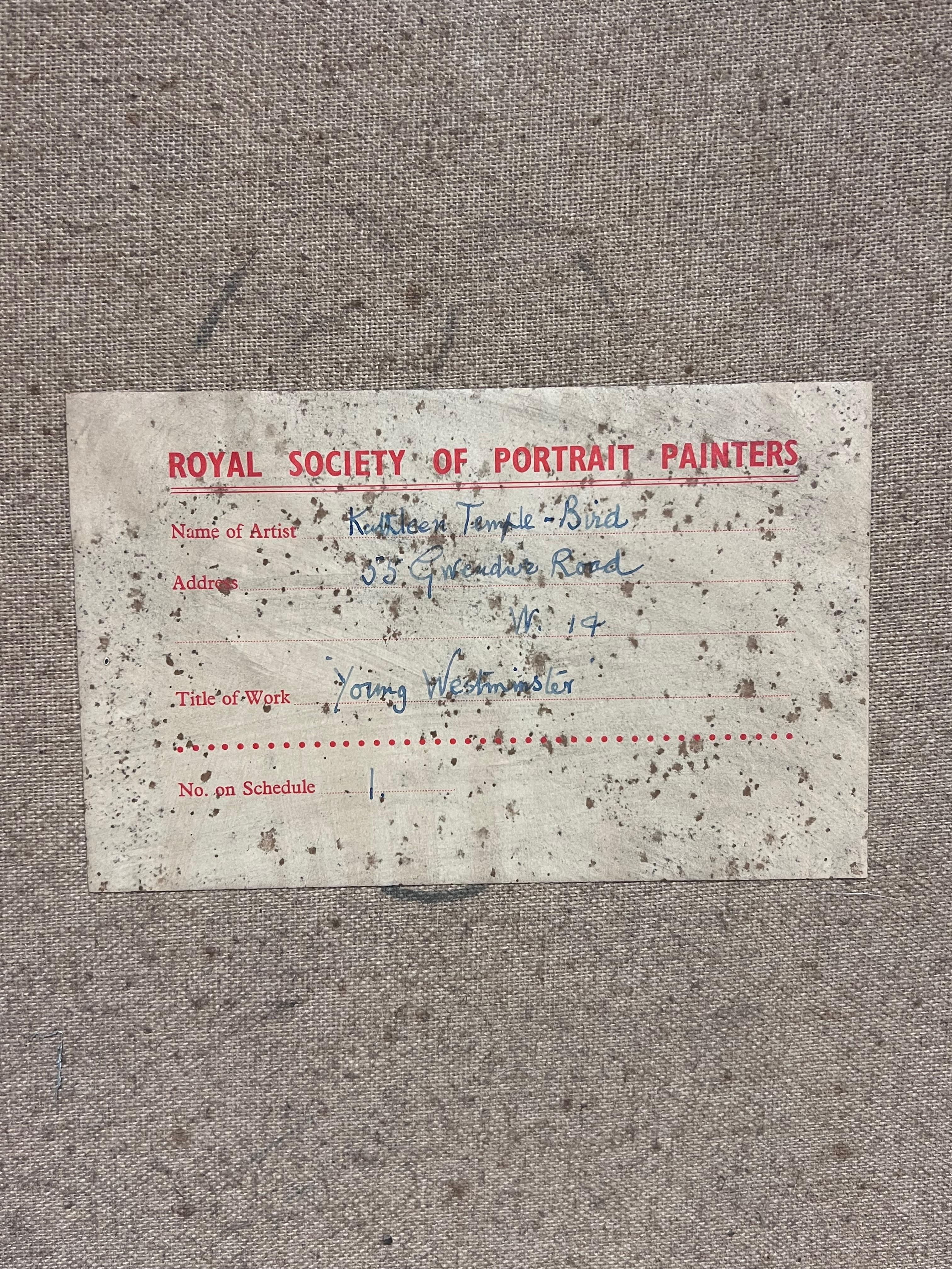 Pittura a olio britannica del 1930 Ritratto di ragazzo della scuola di Westminster in uniforme in vendita 5