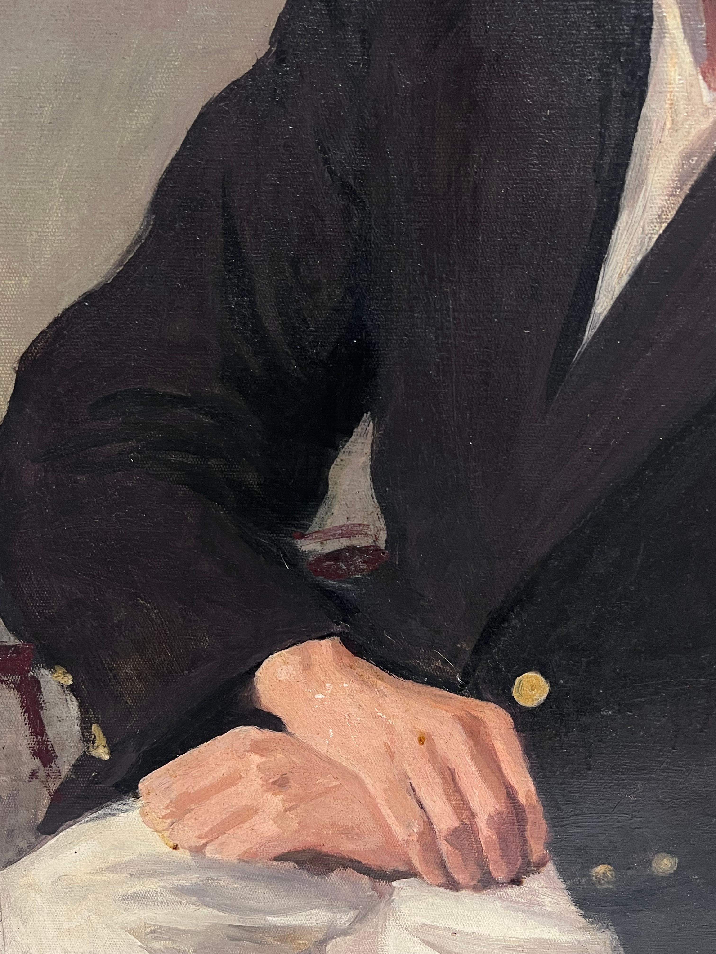 Blazer del Club Sportivo Universitario
di Kathleen Emily Temple-Bird (Regno Unito, 1879-1962)
firmato e datato 1939
dipinto a olio su tela su tavola, incorniciato
incorniciato: 35 x 30
tavola: 29,5 x 24 pollici
condizioni: molto buone, lievi graffi