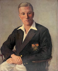 Porträt Dapper Young English Gentleman in University Sports Club Blazer, 1930er Jahre