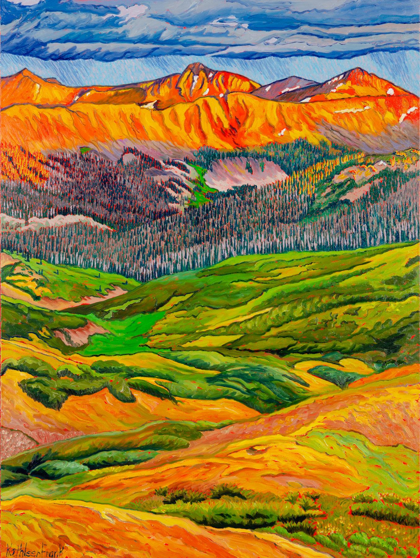 Landscape Painting Kathleen Frank - À l'ombre des San Juans