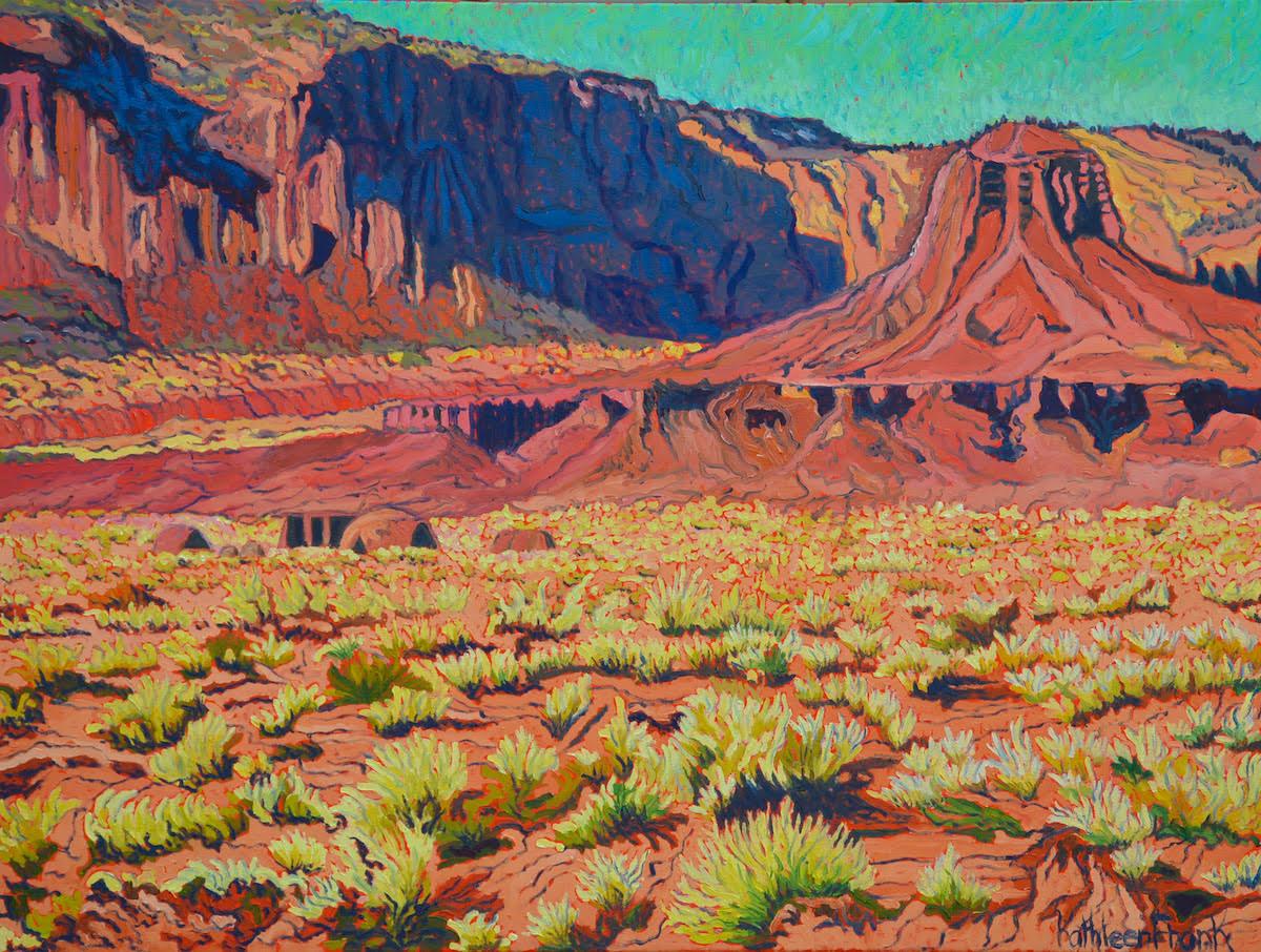 Valley Hogans - Painting by Kathleen Frank