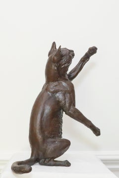 Bronze Cat Swatting a Fly  "The Fly"