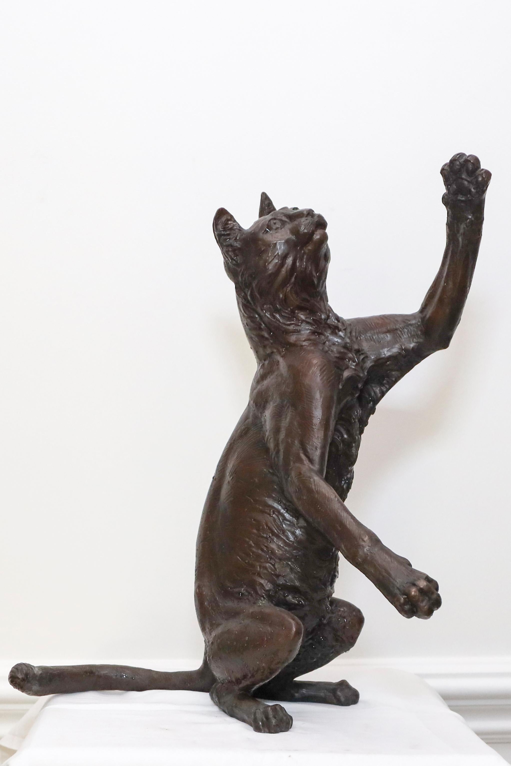 Bronze Cat Swatting a Fly  "The Fly"