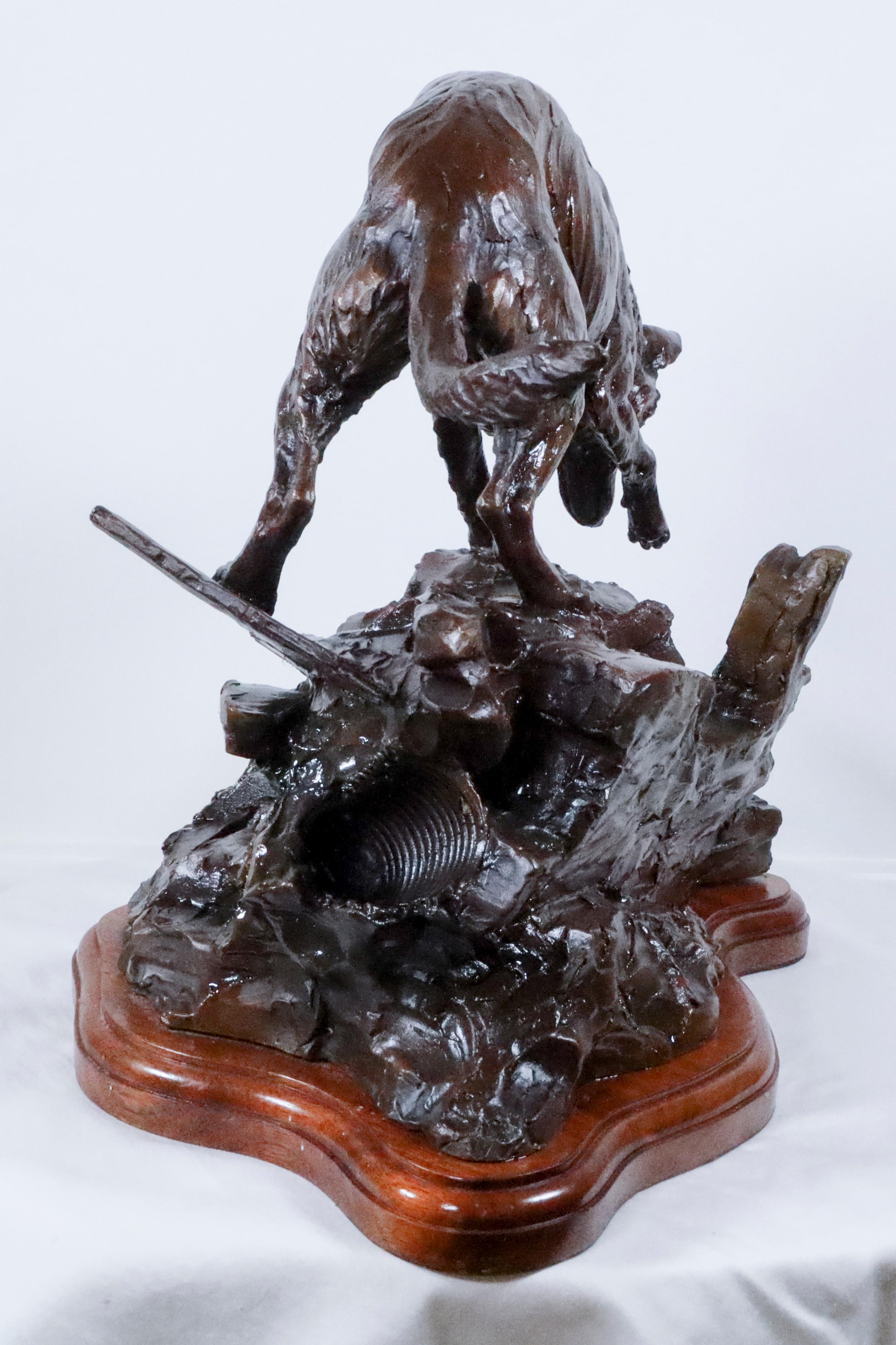 This sculptor is not only an artist, but a vetrinarian.  She knows anatomy as well as she knows breeds and behaviors..  This beautiful bronze depicts a German Shepherd Dog searching for survivors after September 11.   It could be one of any
