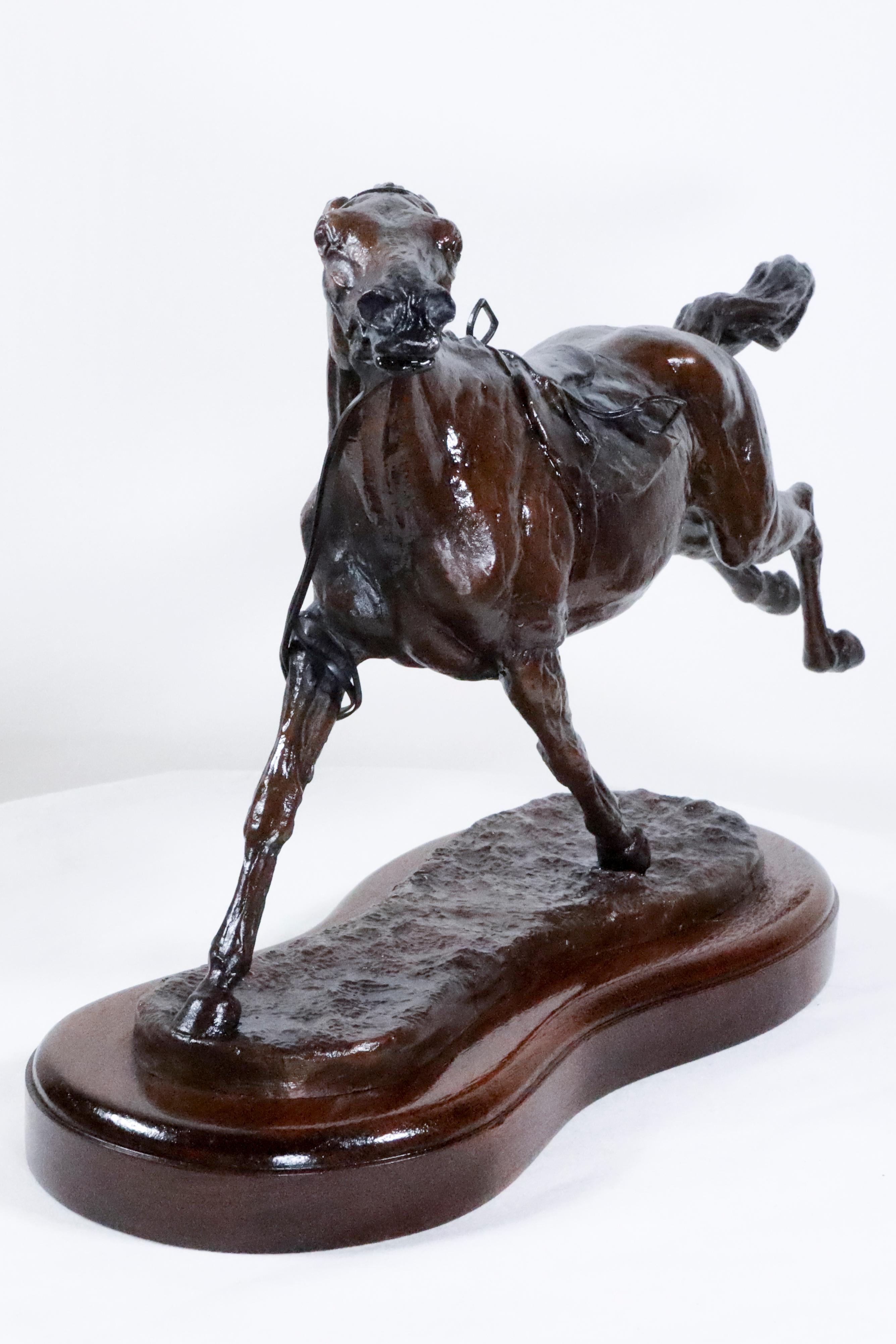 Troublemaker, Bolting Horse without Rider  - American Realist Sculpture by Kathleen Friedenberg