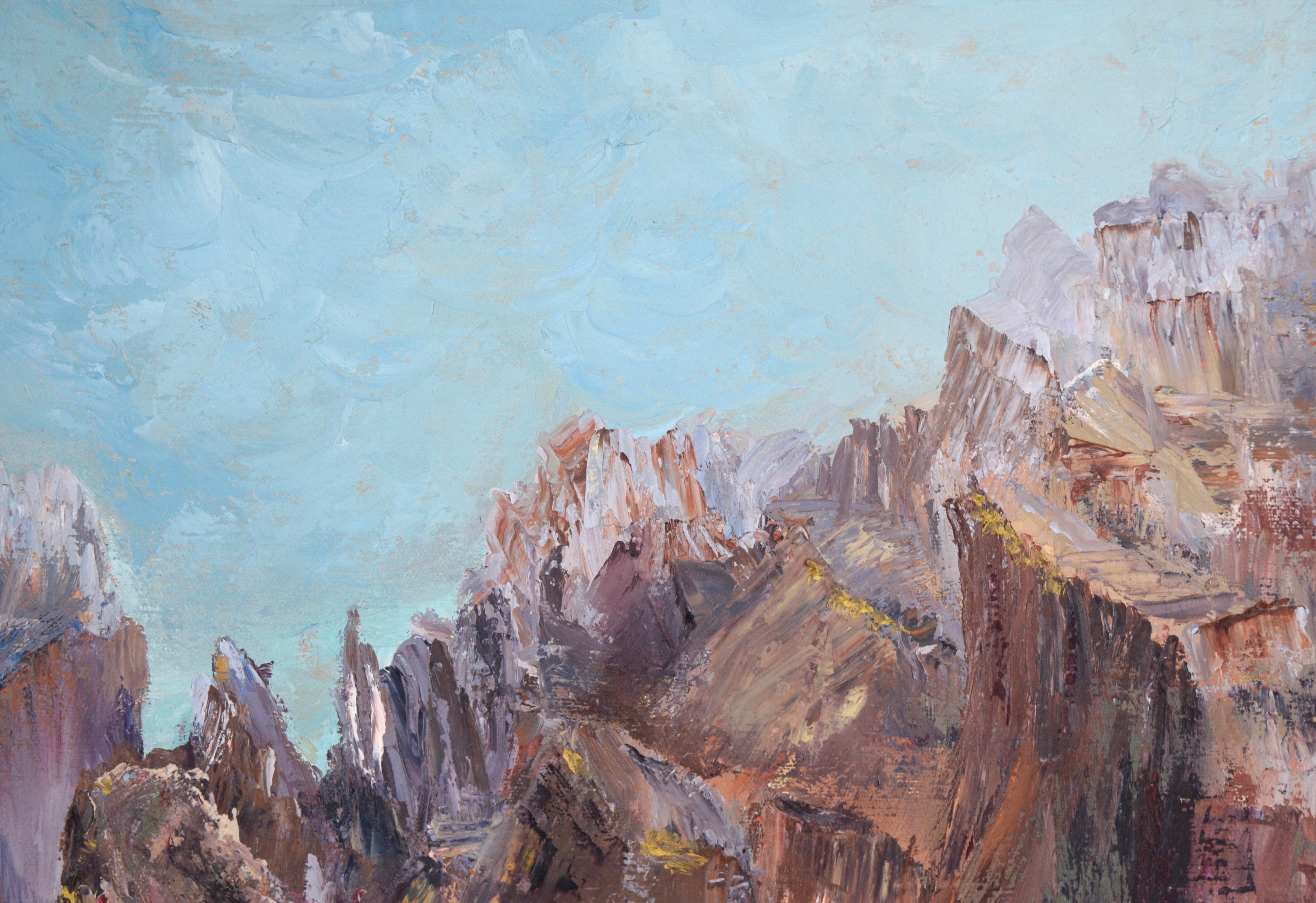 Río corriendo por el cañón - Paisaje - Landscape Painting Marrón de Kathleen Jack