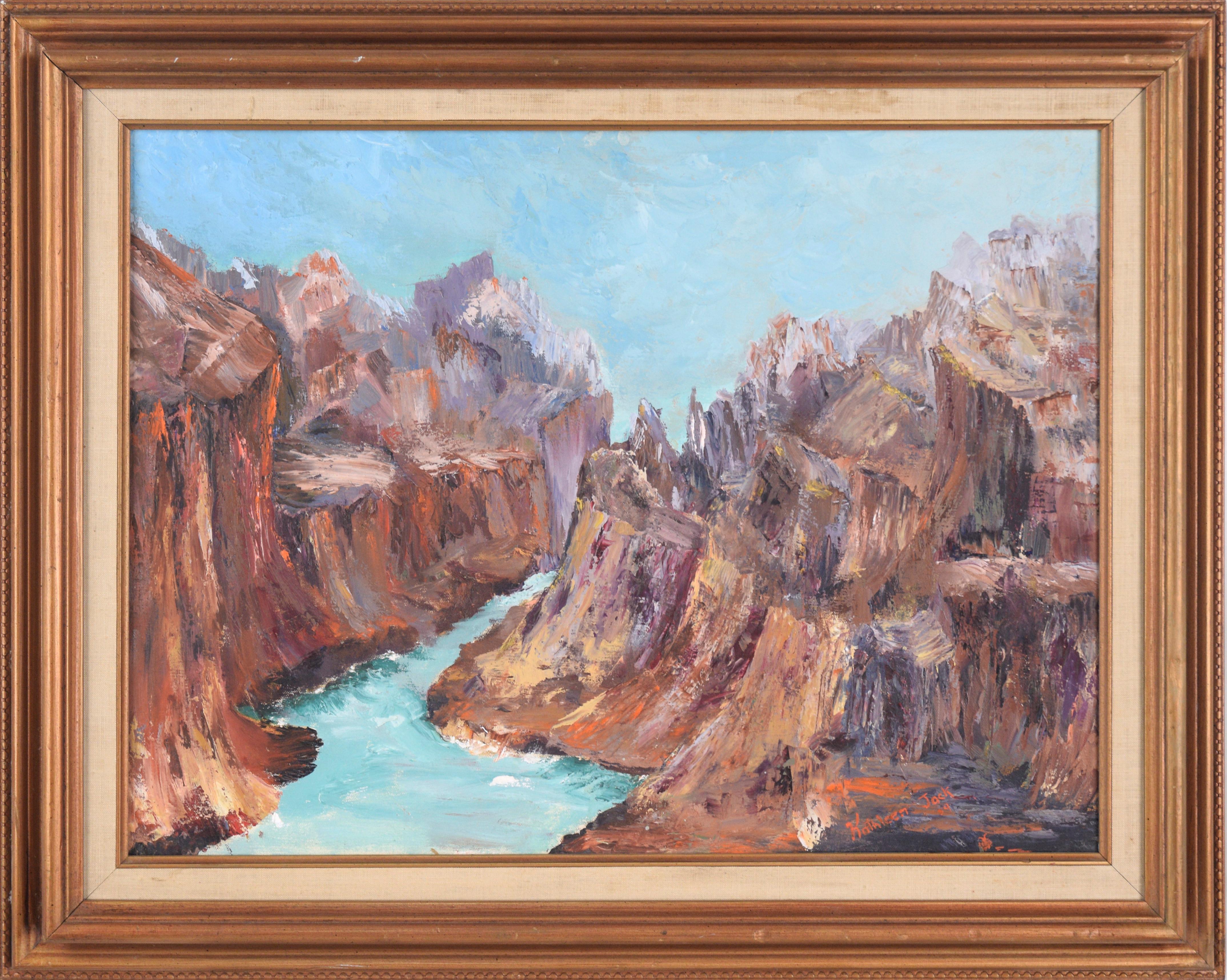 Landscape Painting de Kathleen Jack - Río corriendo por el cañón - Paisaje