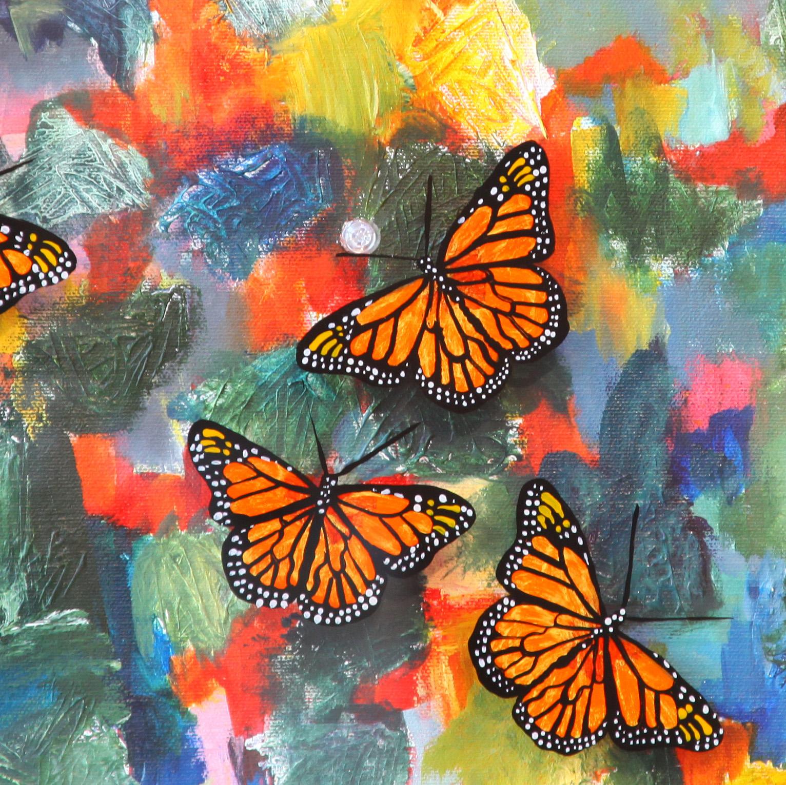 Mariposas pintadas sobre plexiglás, 