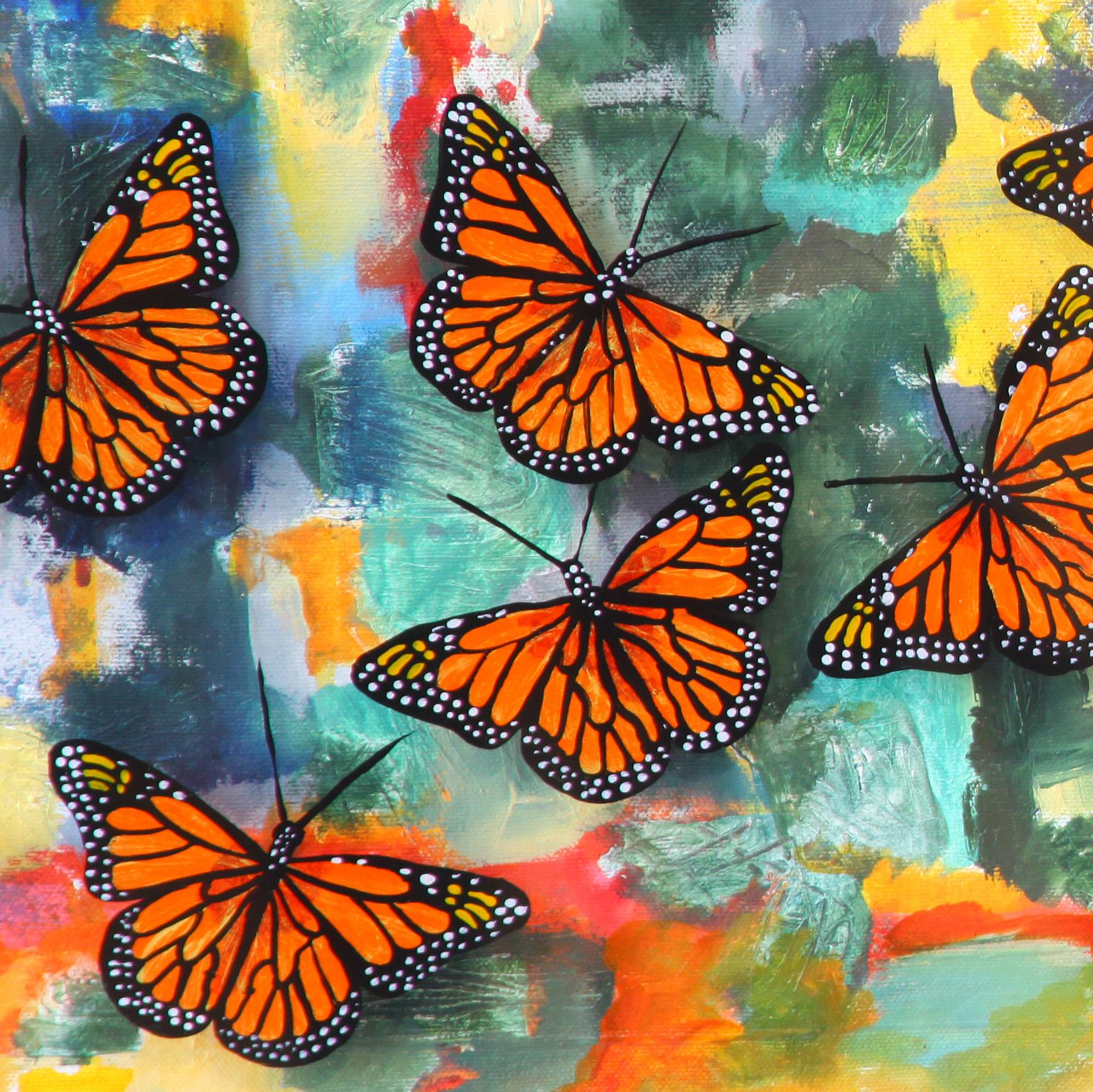 Painted Butterflies Over Plexiglass, 