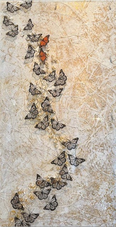 Abstract Butterfly Mixed Media Painting, "Sister Sister" 2021