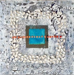 Abstract Mixed Media Painting, "Blue Window"