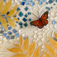 Kathleen Kane-Murrell, technique mixte abstraite Papillons et feuilles, "Le secret