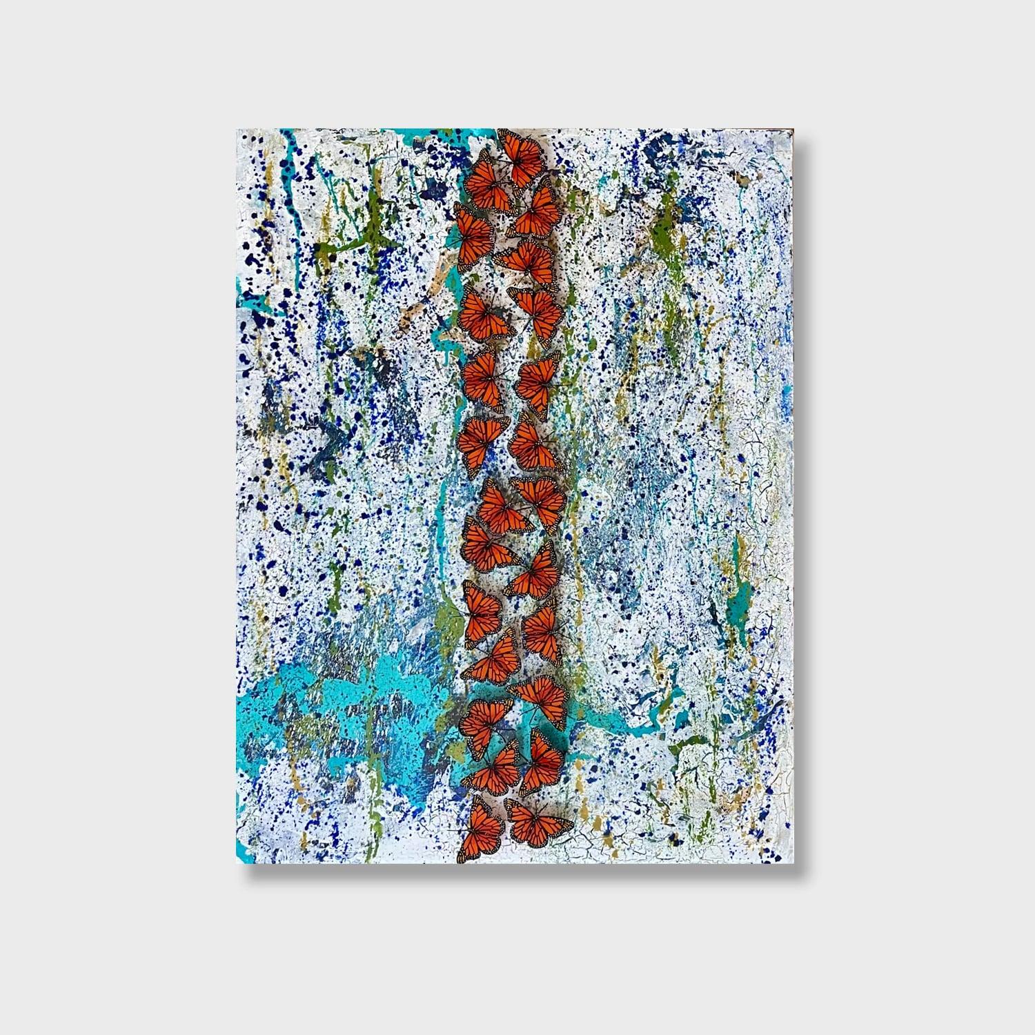 Kathleen Kane-Murrell  Abstract Painting – Kathleen Kane-Murrell, Abstrakte Schmetterlinge in Mischtechnik, "Band of Mothers" 2025