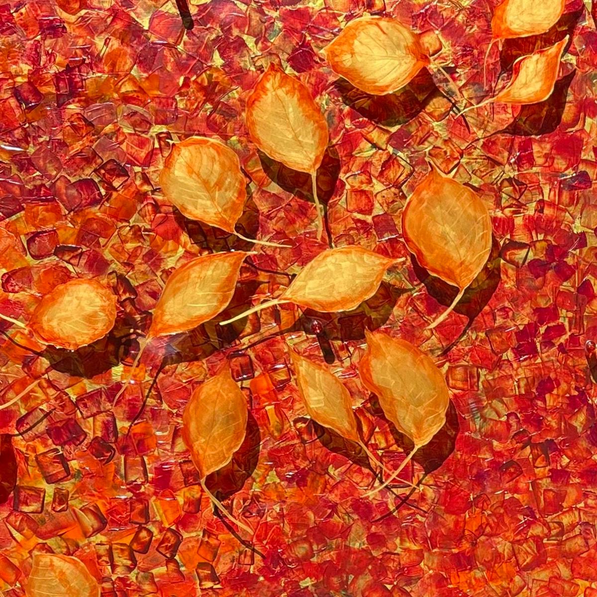 Dies ist ein von einer Art ursprünglichen gemischten Medien (Acrylfarbe, Plexiglas) abstrakte Malerei zeigt schöne Monarchfalter Zusammensetzung von Kane-Murrell, mit dem Titel, 