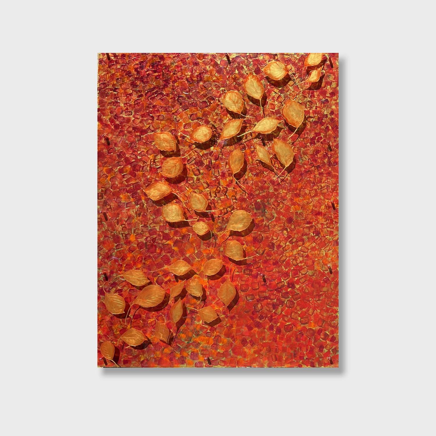 Kathleen Kane-Murrell, Abstrakte Komposition in Mischtechnik, "Chanticleer" 2025 – Mixed Media Art von Kathleen Kane-Murrell 